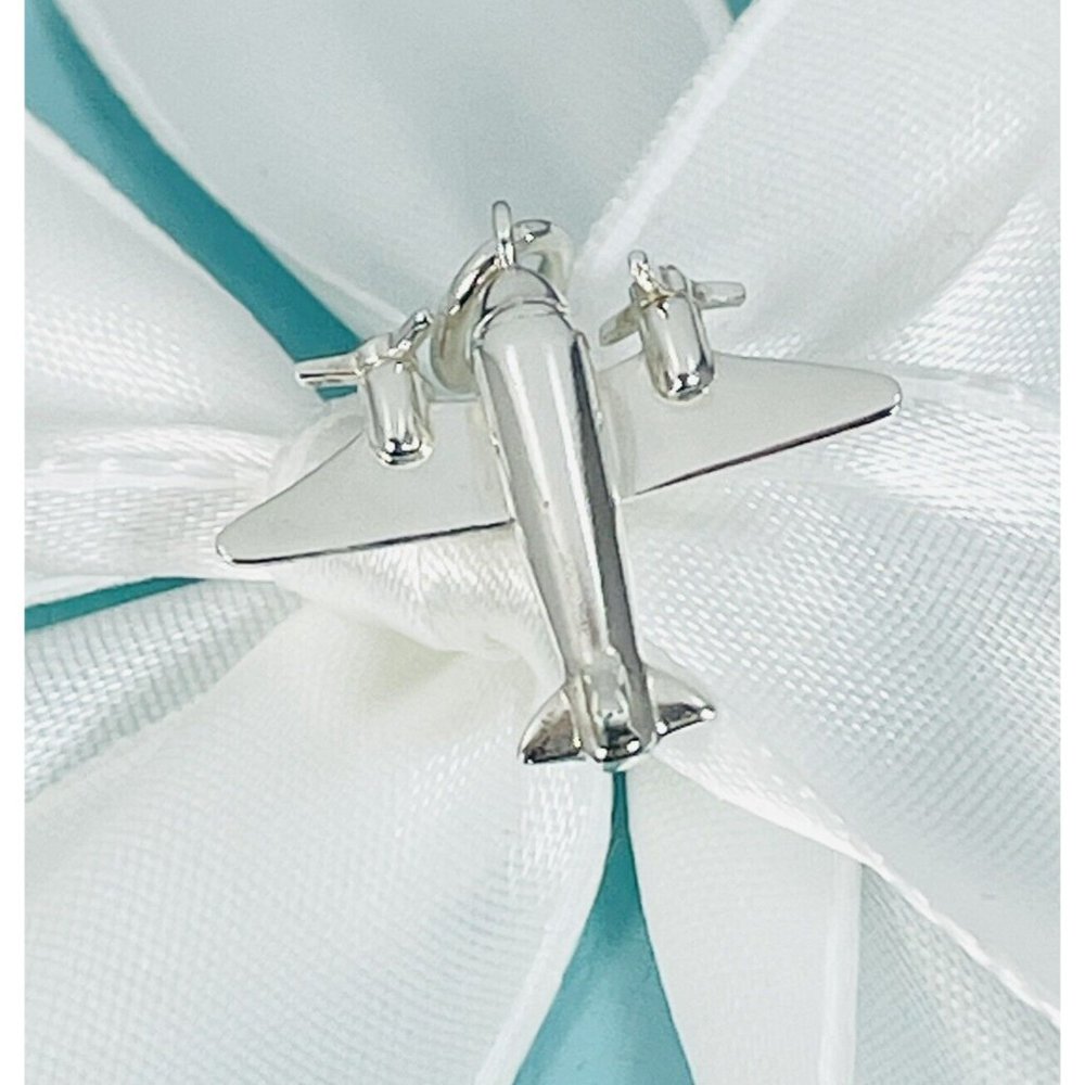 Tiffany Airplane Plane Pendant or Charm in Sterling Silver Italy